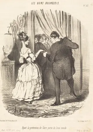 Ayant la prétention de faire partie du beau monde, by Honoré Daumier, ink, 1847