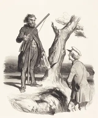 Un Pauvre père de famille qui..., by Honoré Daumier, ink, 1843