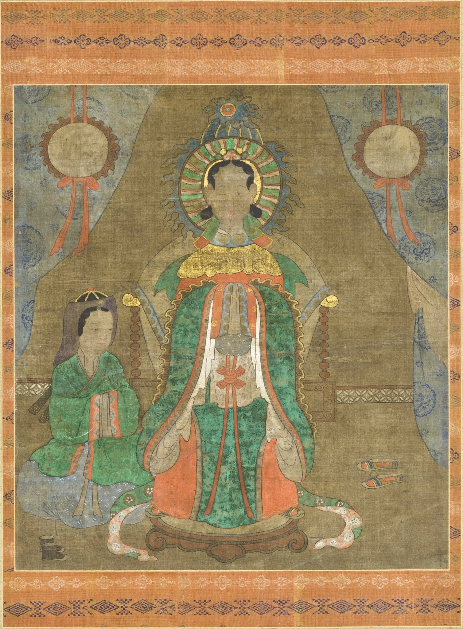 Spirit of a Noble Woman (Probably Princess Pari) and Attendant, detail