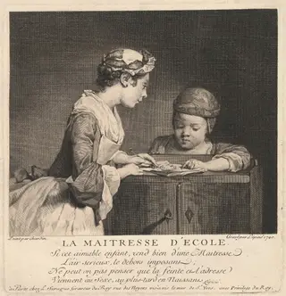 La Maitresse d'ecole, by Bernard Lépicié, ink, 1740