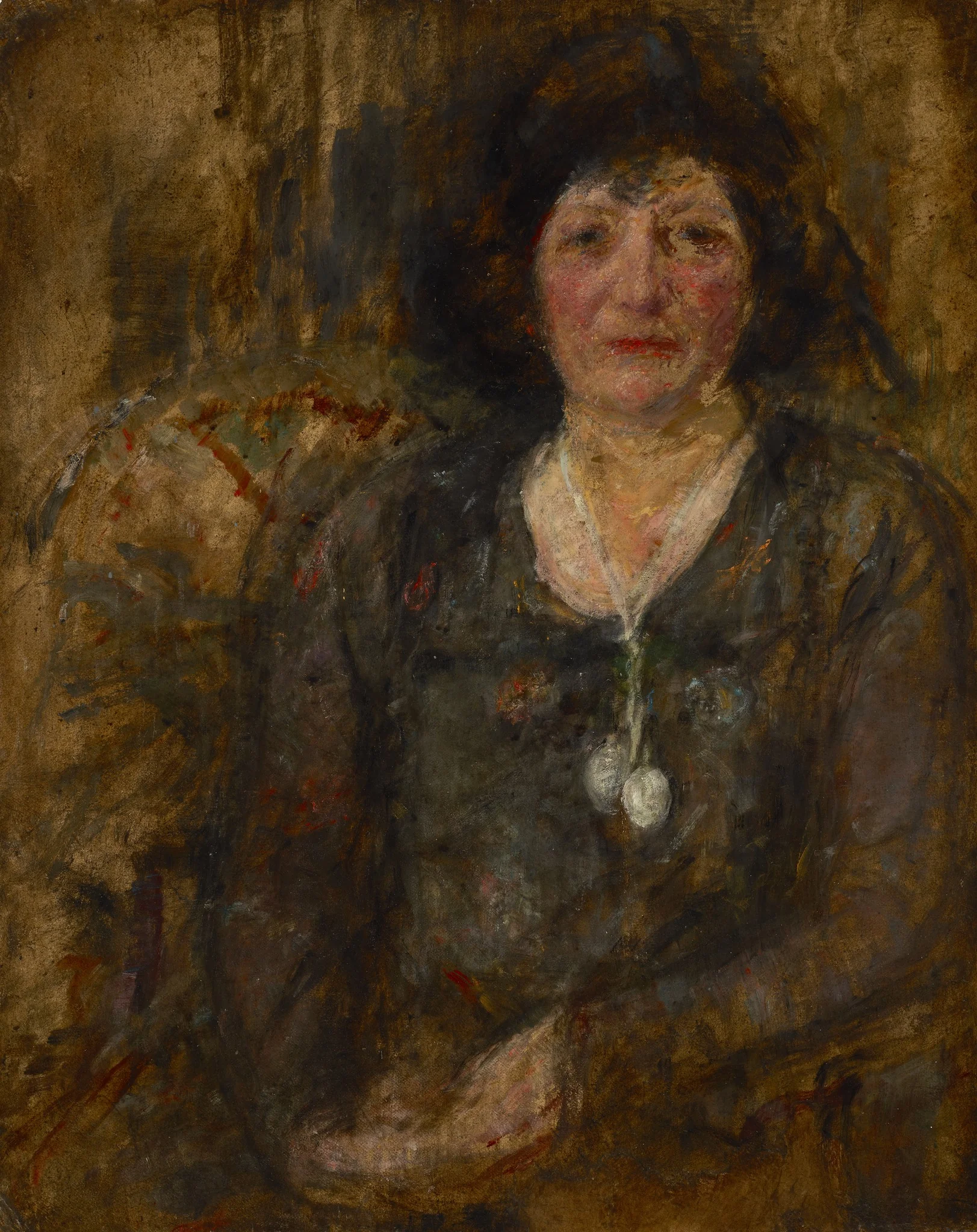 Portrait of a Lady with a Necklace, detail