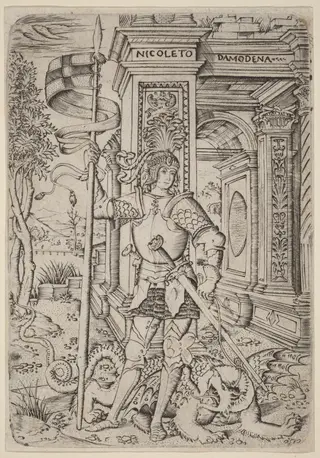 Saint George, by Nicoletto da Modena, ink, 1510