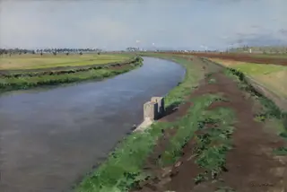 Banks of a Canal, near Naples, by Gustave Caillebotte, oil, 1872