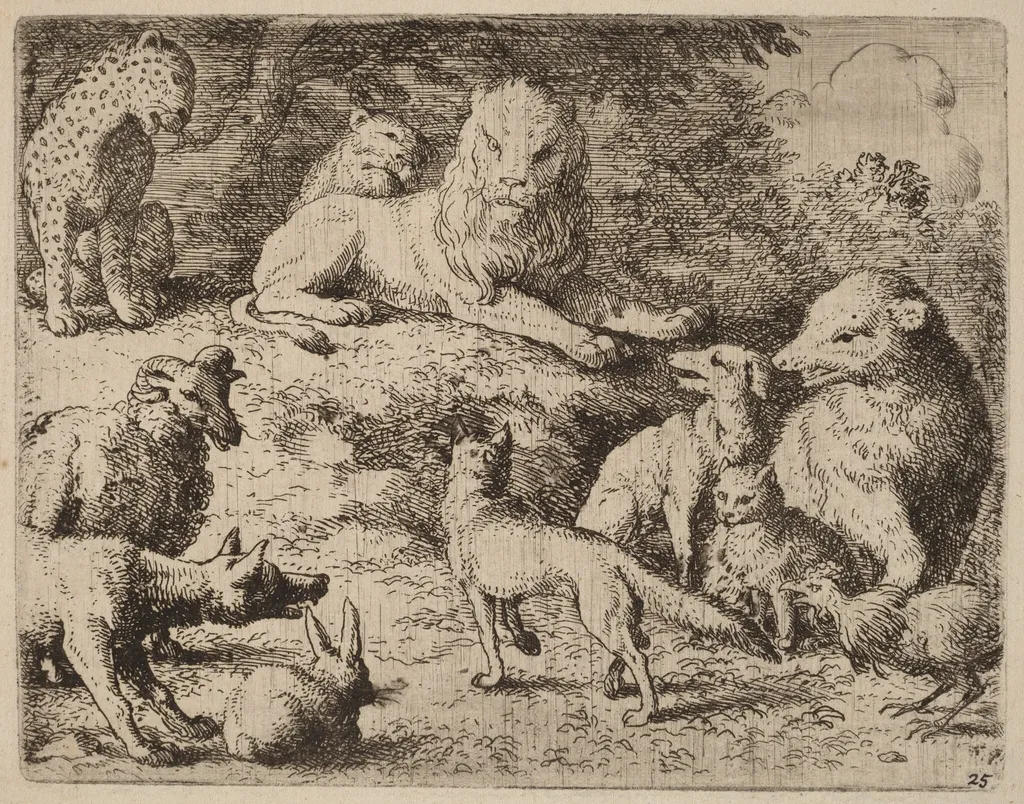 The Animals Present Their Charges Against Reynard, by Allart van Everdingen, ink, 1650