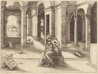 The Virgin and Child, by Jean de Gourmont I, ink, 1518