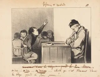 M'sieu... que c'est tannant d'avoir la colique quand..., by Honoré Daumier, ink, 1846