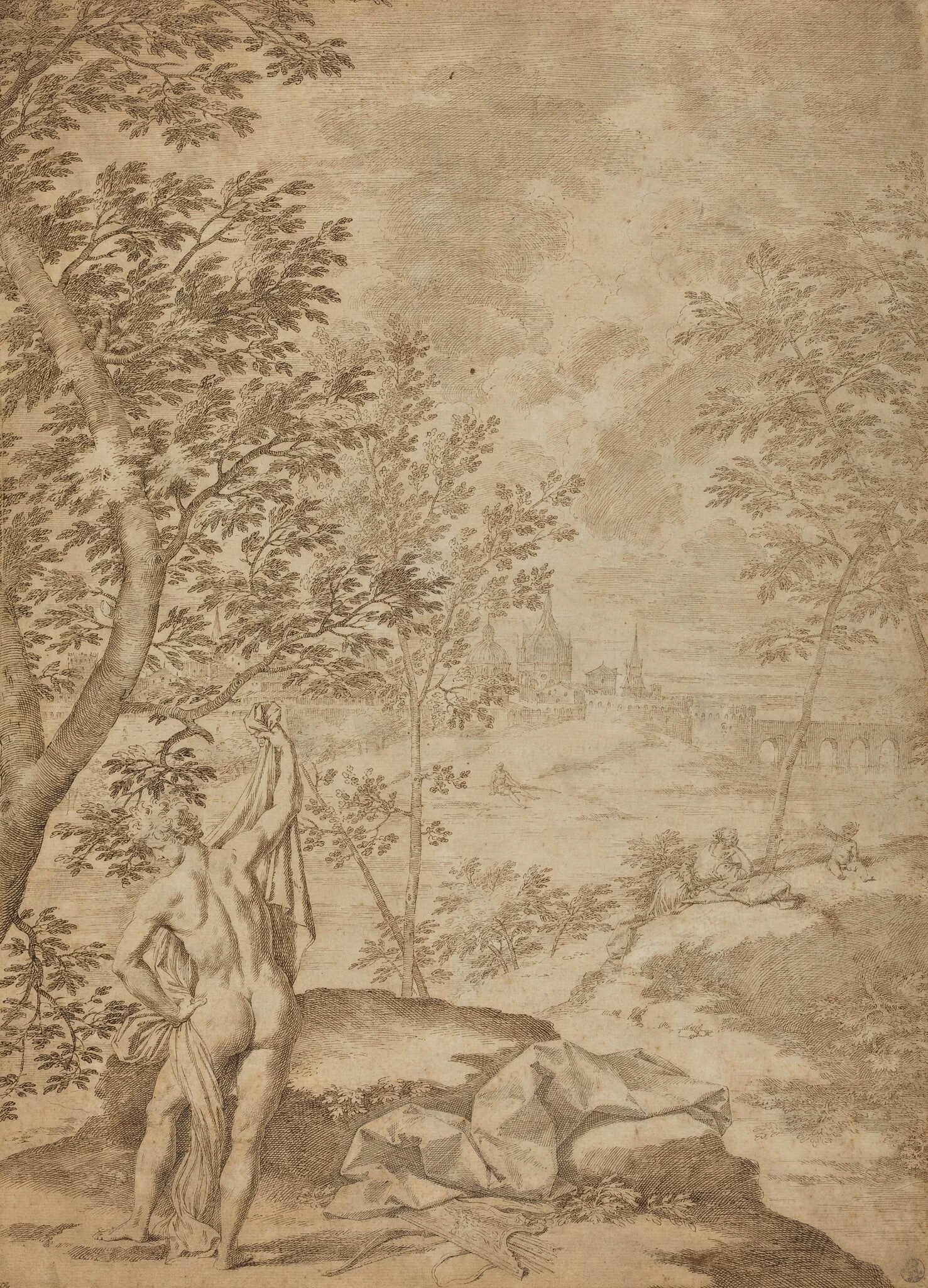 Apollo Standing in a River Landscape, detail