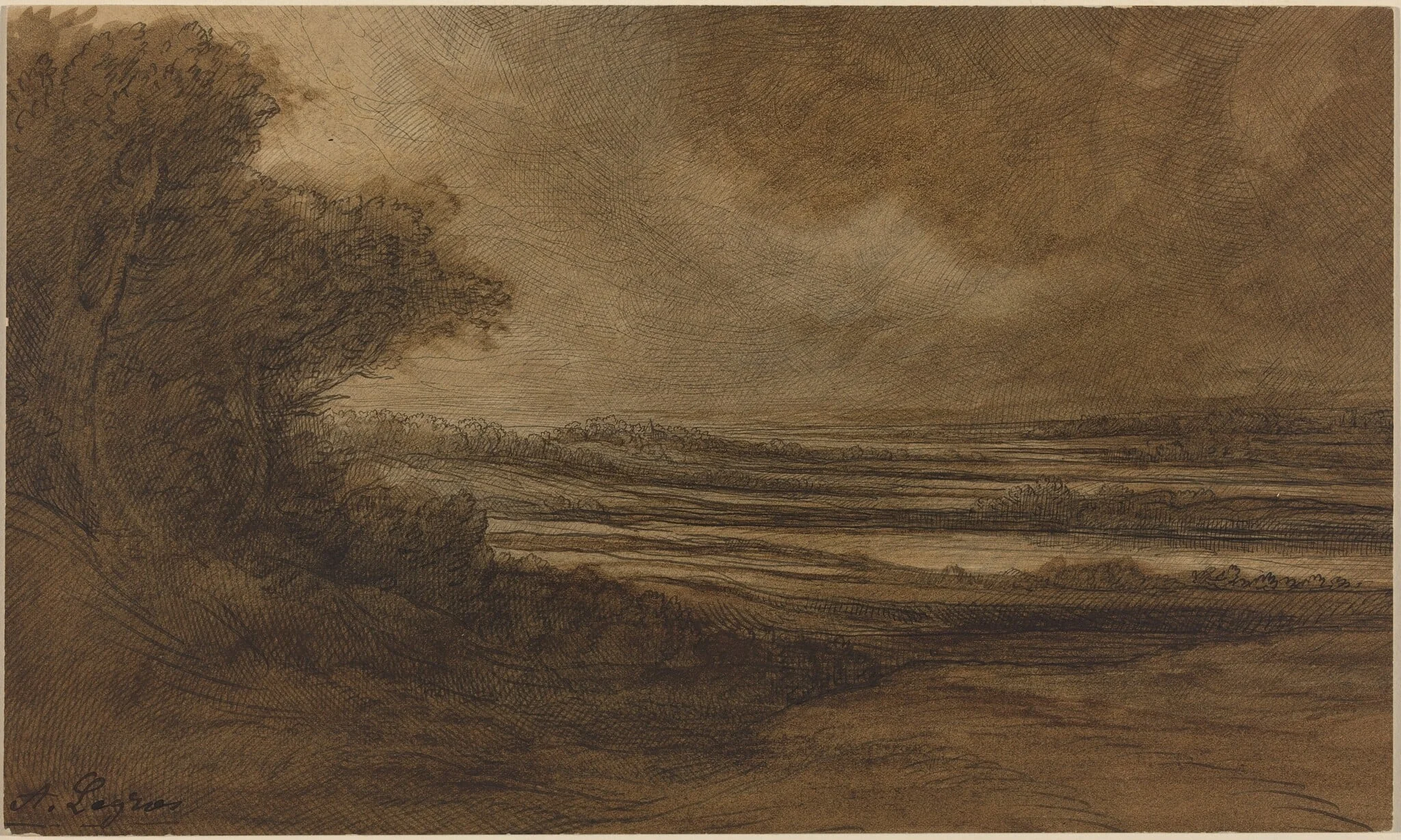 Countryside of Burgundy [recto], detail