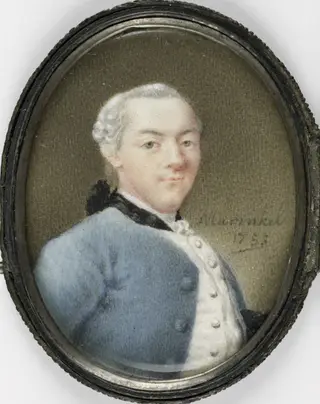 Portret van een man, by Joseph Marinkelle, ivory, 1755