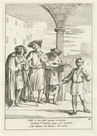 Fà ballar i Cani (Street Entertainer), by Gaetano Zompini, ink, 1753