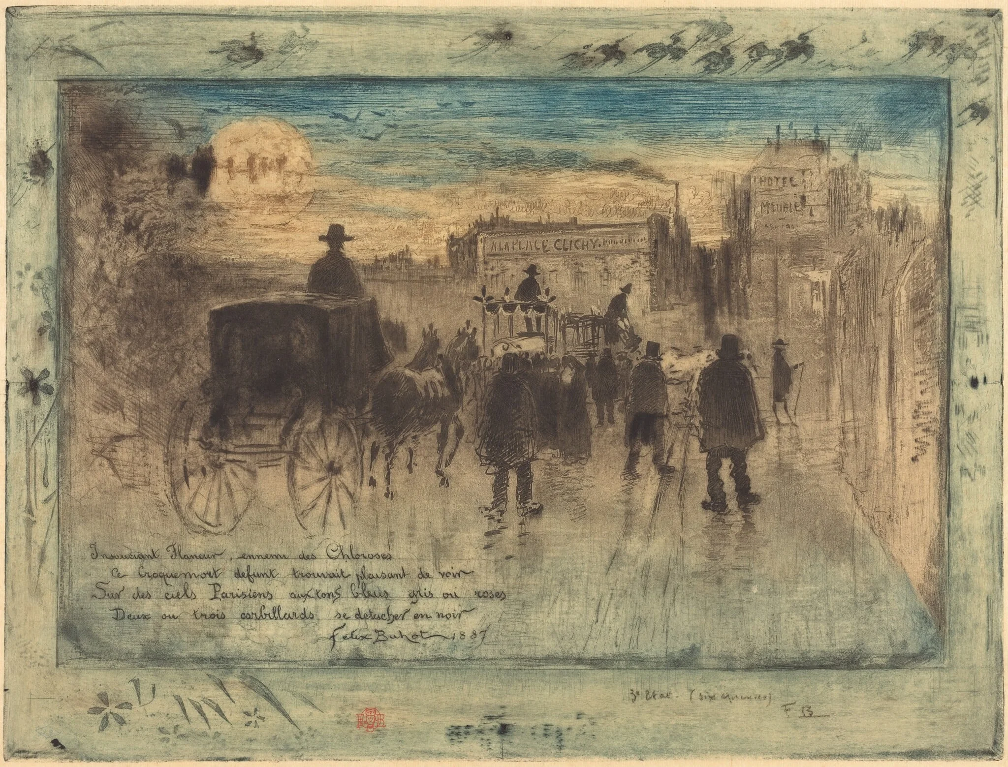 Convoi Funèbre au Boulevard de Clichy (Funeral Procession on the Boulevard de Clichy), detail