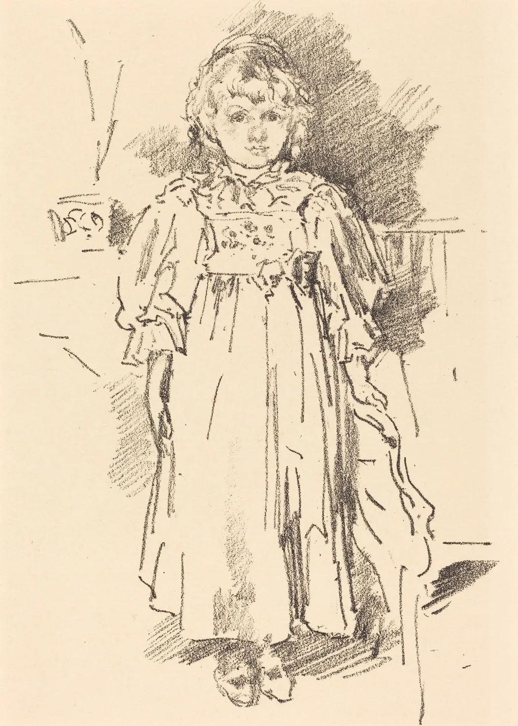 Little Evelyn, by James McNeill Whistler, ink, 1896