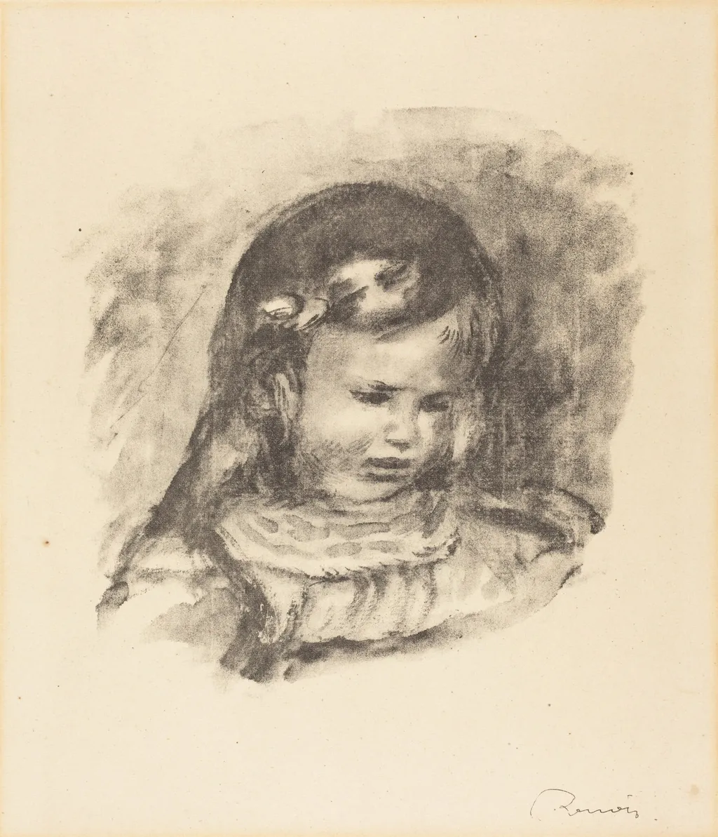 Claude Renoir, with Lowered Head, by Auguste Renoir, ink, 1880