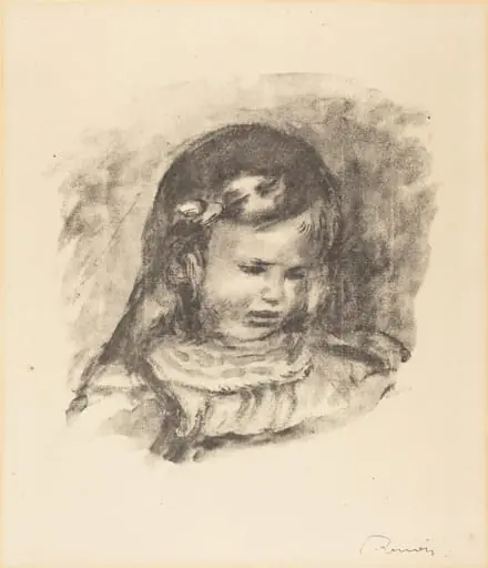 Claude Renoir, with Lowered Head, by Auguste Renoir, ink, 1880