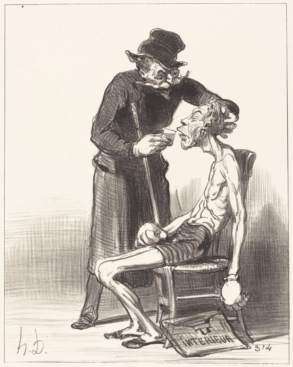 Un Lutteur malheureux, by Honoré Daumier, ink, 1851