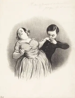 Un Début galant, by Honoré Daumier, ink, 1844
