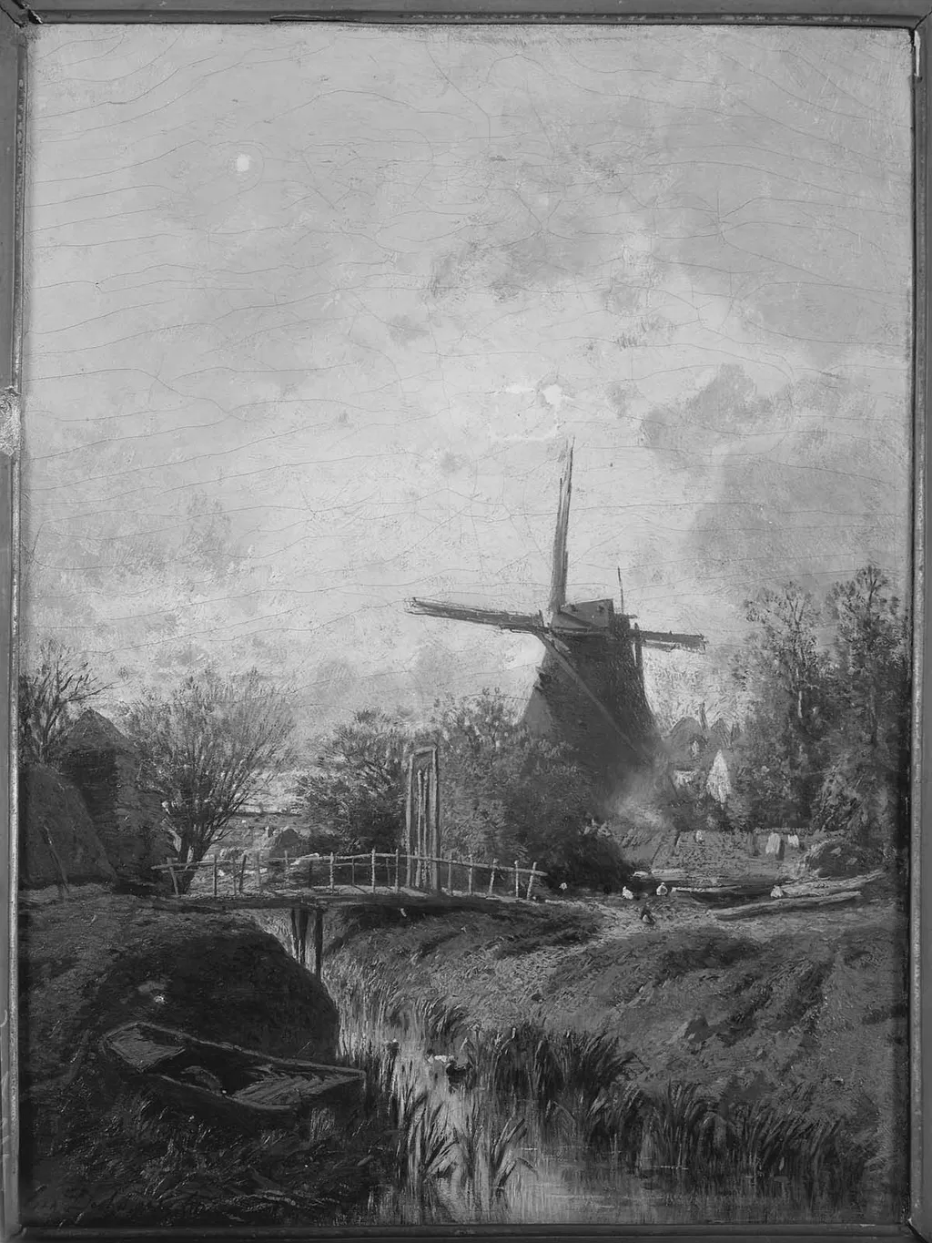 Landscape with a Mill, by Eugène Deshayes, oil, 1860