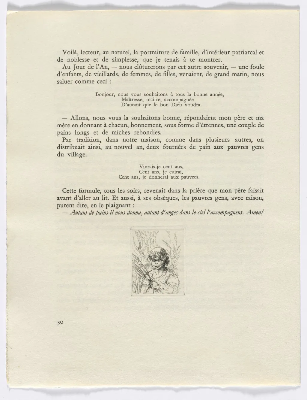 Frédéric Mistral: Mémoires et Recits by Frédéric Mistral: bust of a child (page 30), by Auguste Brouet, 1937