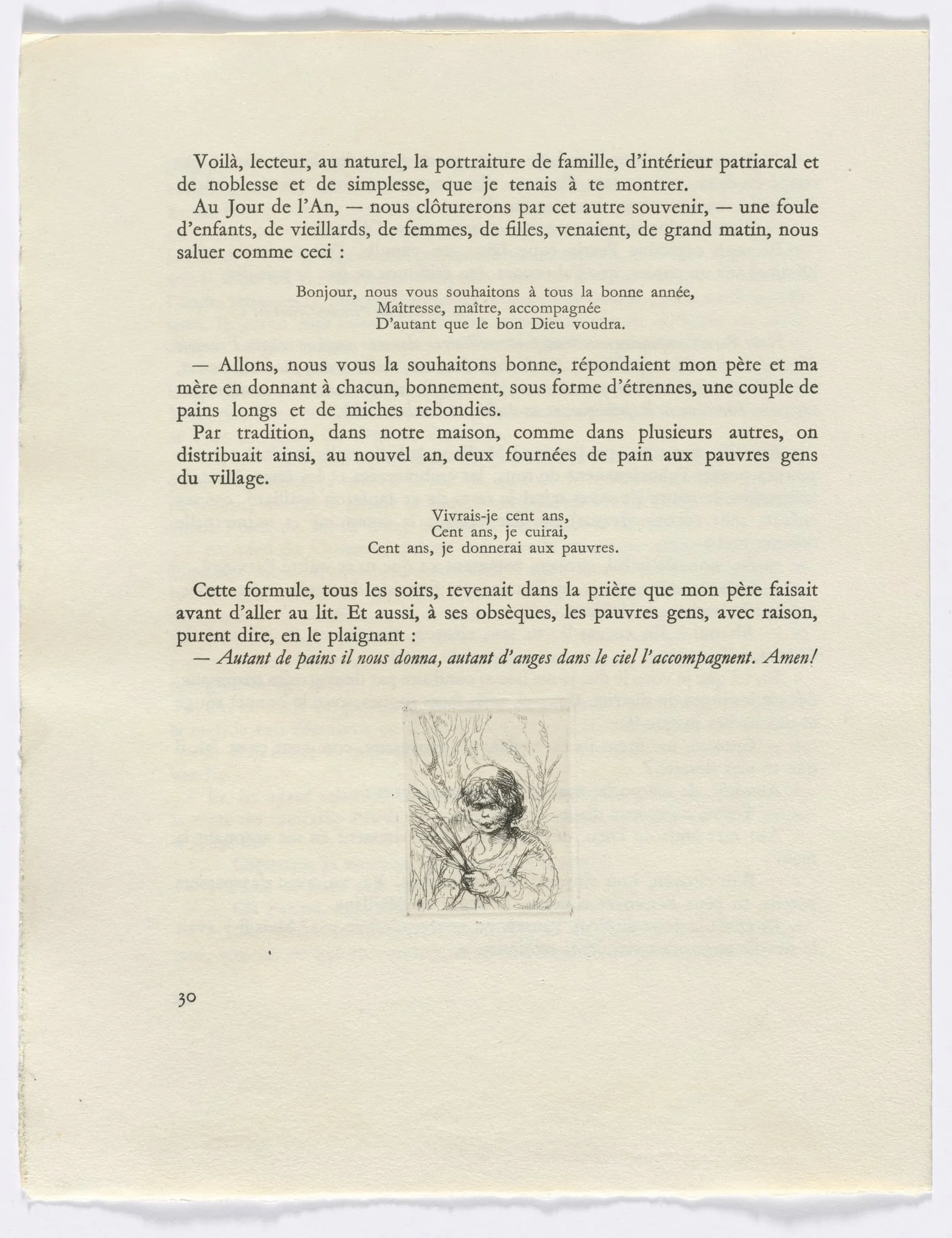 Frédéric Mistral: Mémoires et Recits by Frédéric Mistral: bust of a child (page 30), detail