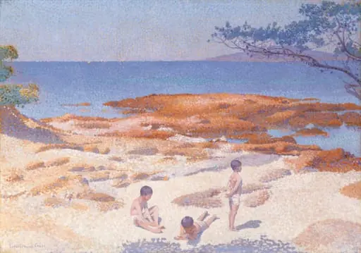 Beach at Cabasson (Baigne-Cul), by Henri Edmond Cross, oil, 1892
