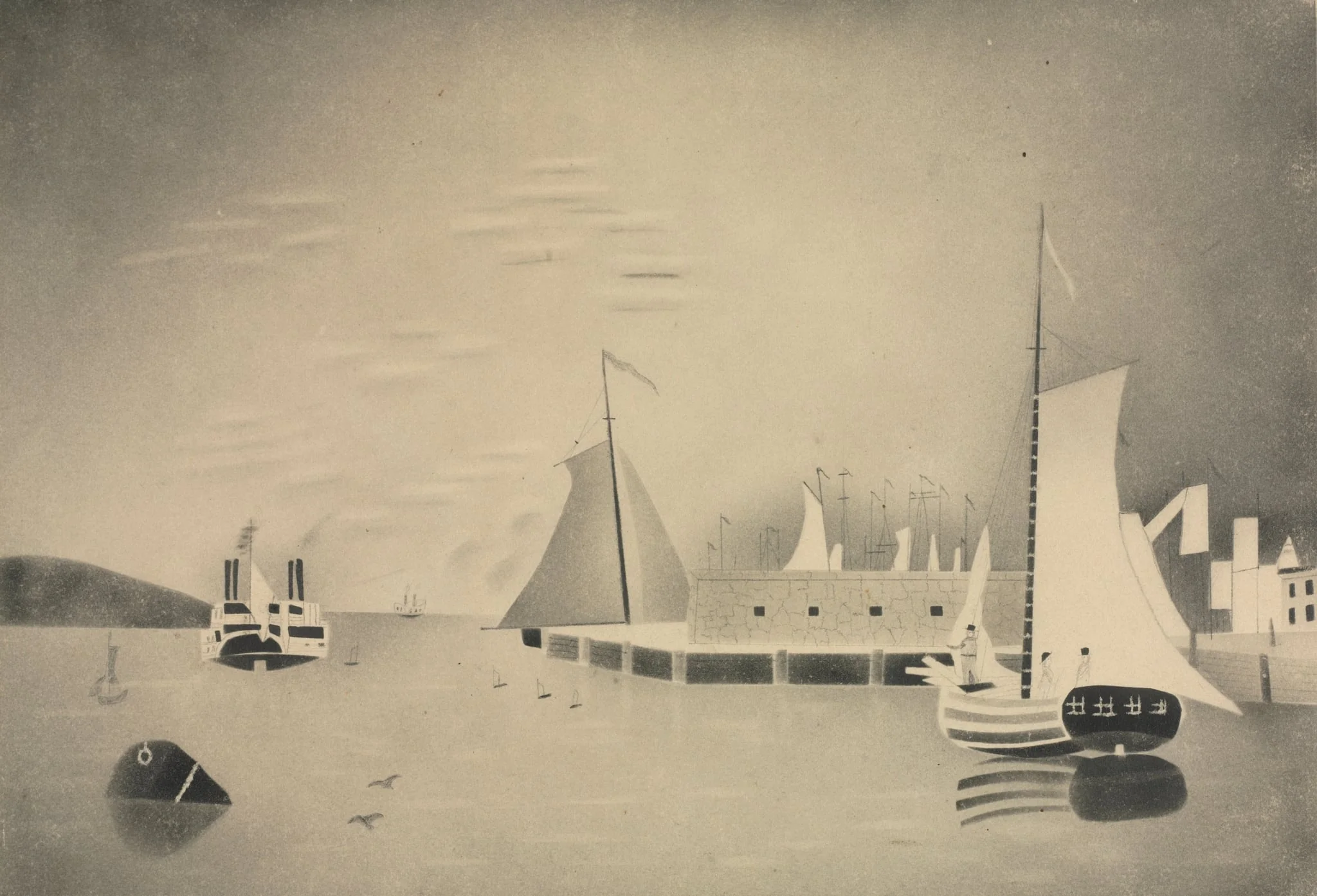 Harbor Scene, detail