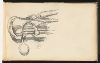 Fireplace Tongs and Poker, by Paul Cézanne, graphite, 1890