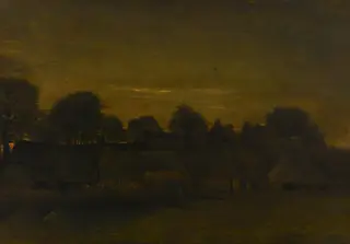 Farming Village at Twilight, by Vincent van Gogh, unspecified, 1884