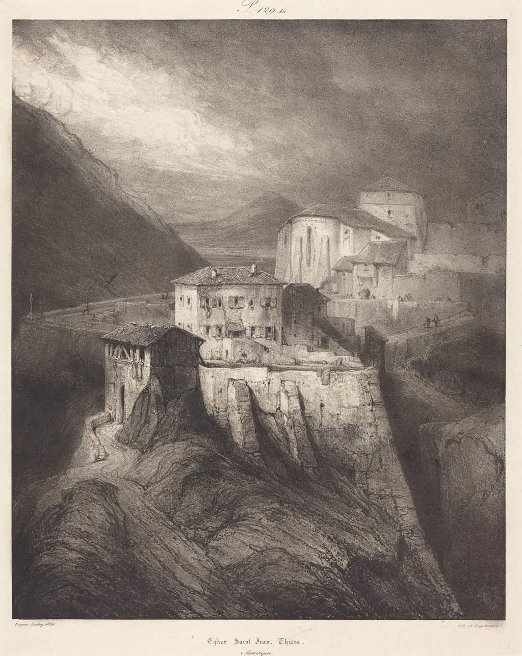 Eglise Saint-Jean, Thiers, by Eugène Isabey, ink, 1831