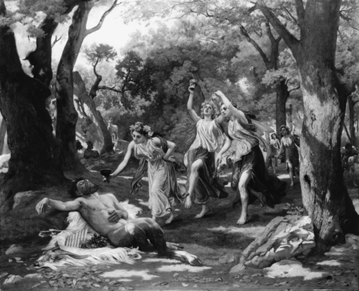 Pan und Bacchantinnen, detail