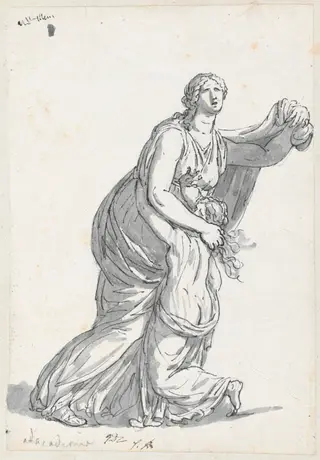 Niobe and Her Daughter, by Jacques-Louis David, ink, 1778