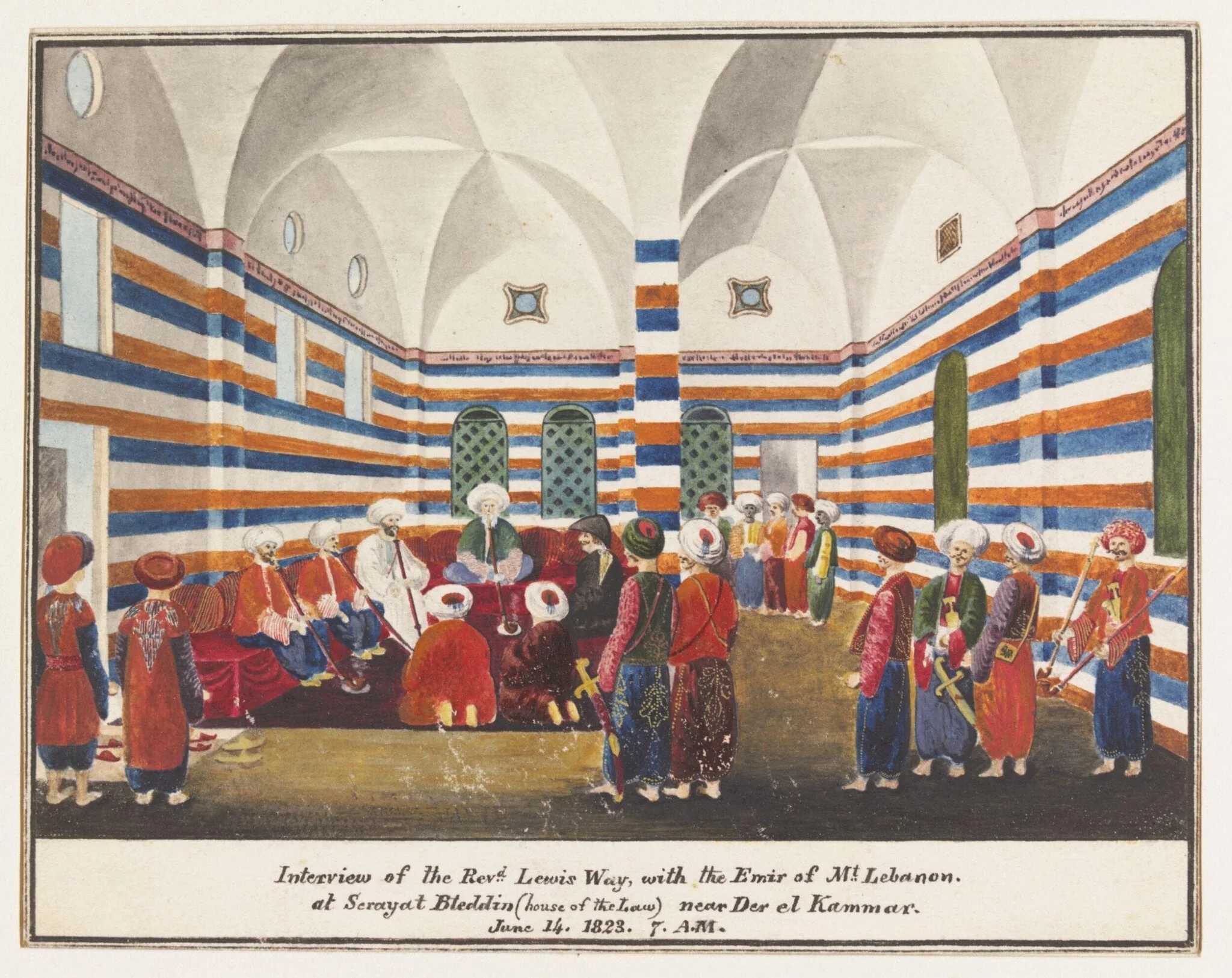 Interview of the Revd. Lewis Way, with the Emir of Mt. Lebanon, detail