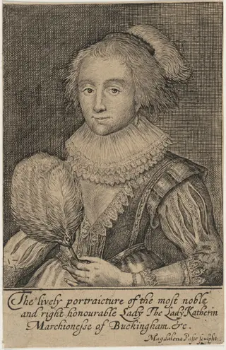 Catherine Manners, Duchess of Buckingham, by Magdalena van de Passe, ink, 1622