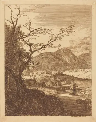 Capriccio with Edinburgh Castle and Arthur's Seat, by Paul Sandby, ink, 1750