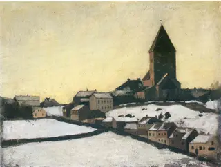 Gamle Aker Church, by Edvard Munch, oil, 1891