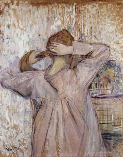 La toilette (Celle qui se peigne), detail