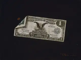 One Dollar Silver Certificate, by Victor Dubreuil, oil, 1900