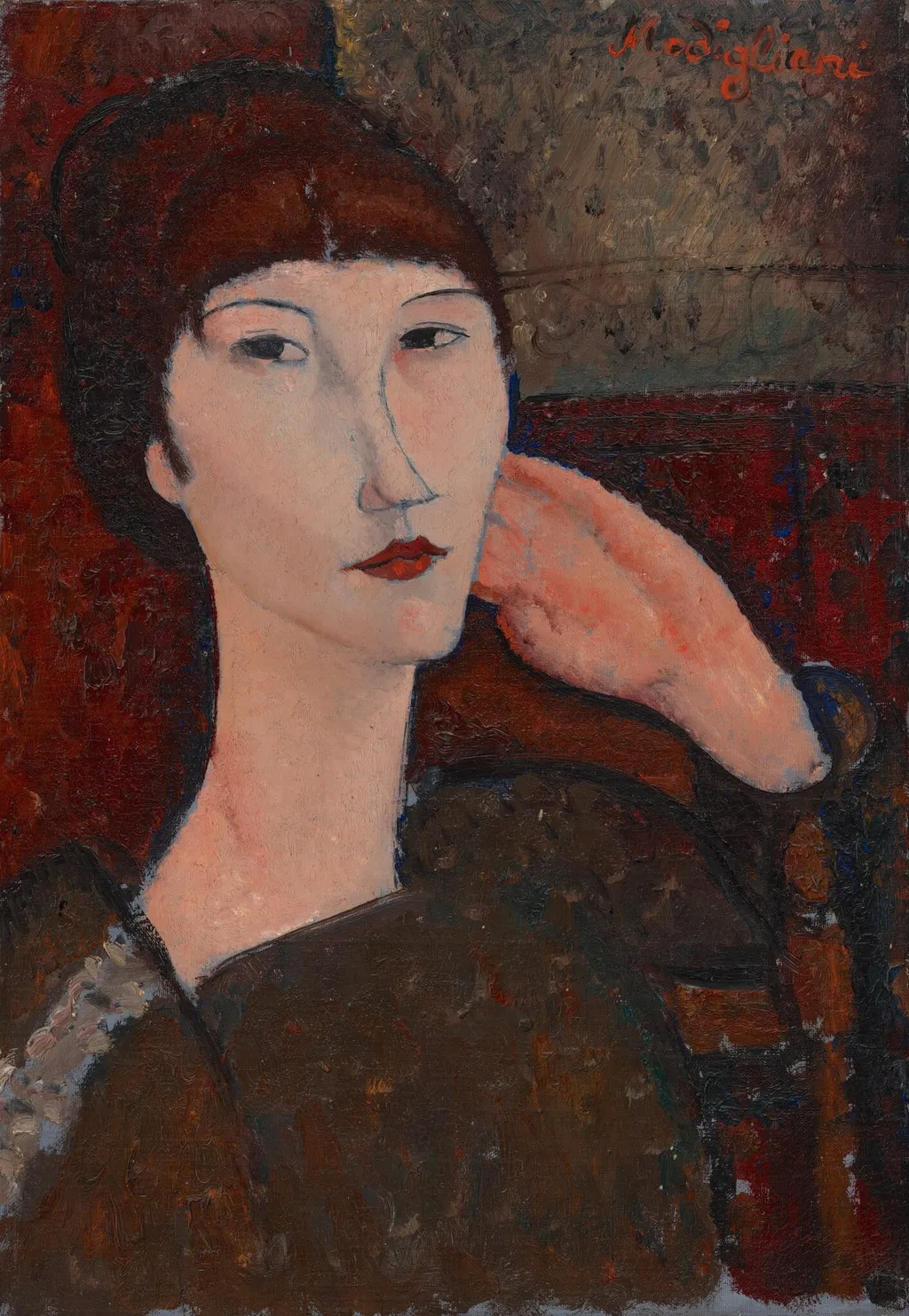 Adrienne (Woman with Bangs), by Amedeo Modigliani, oil, 1917