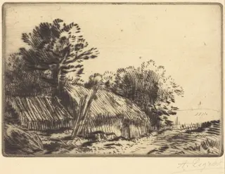 Rustic Scene (Scene rustique), by Alphonse Legros, ink, 1874