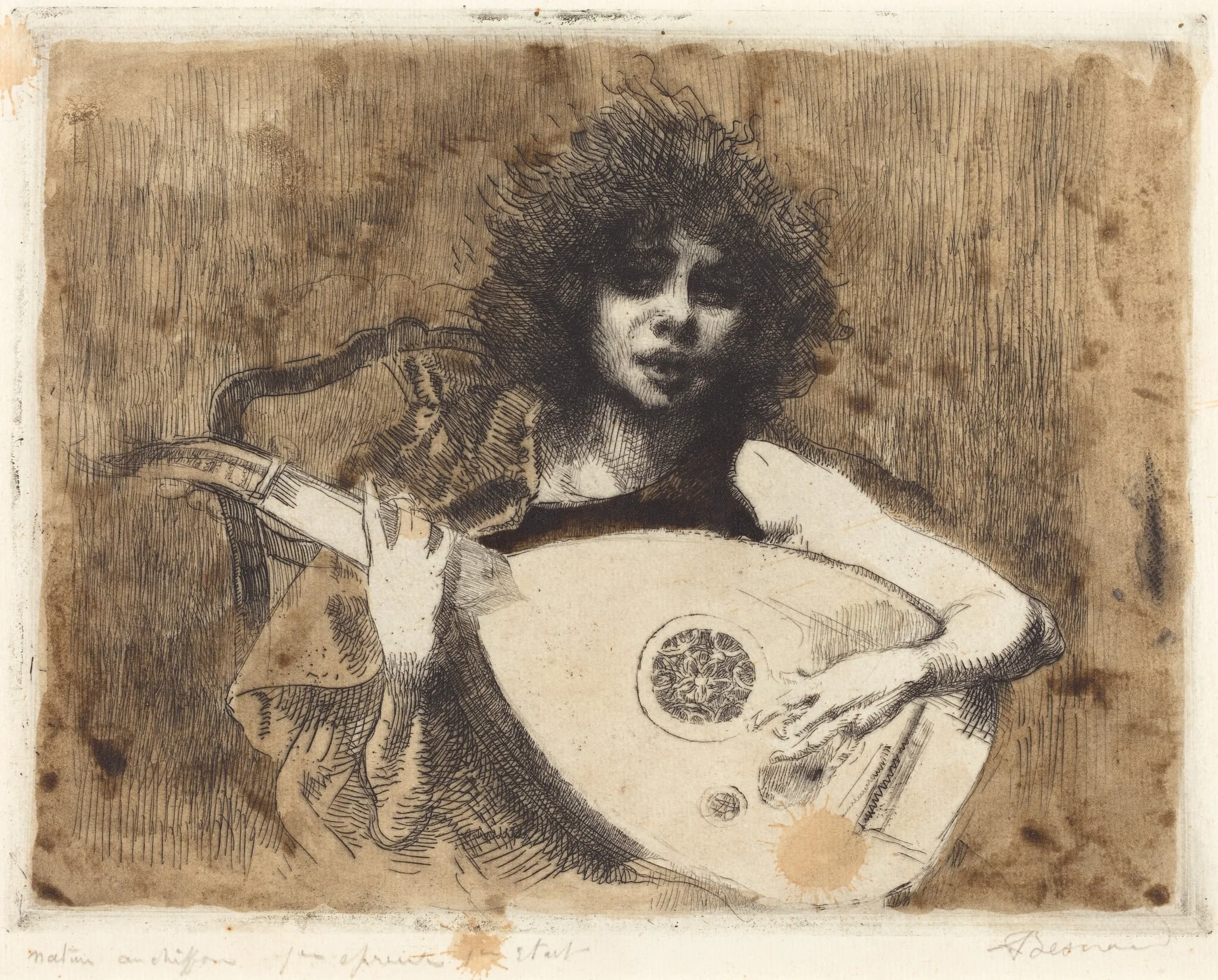 The Lute Player (La joueuse de luth), detail