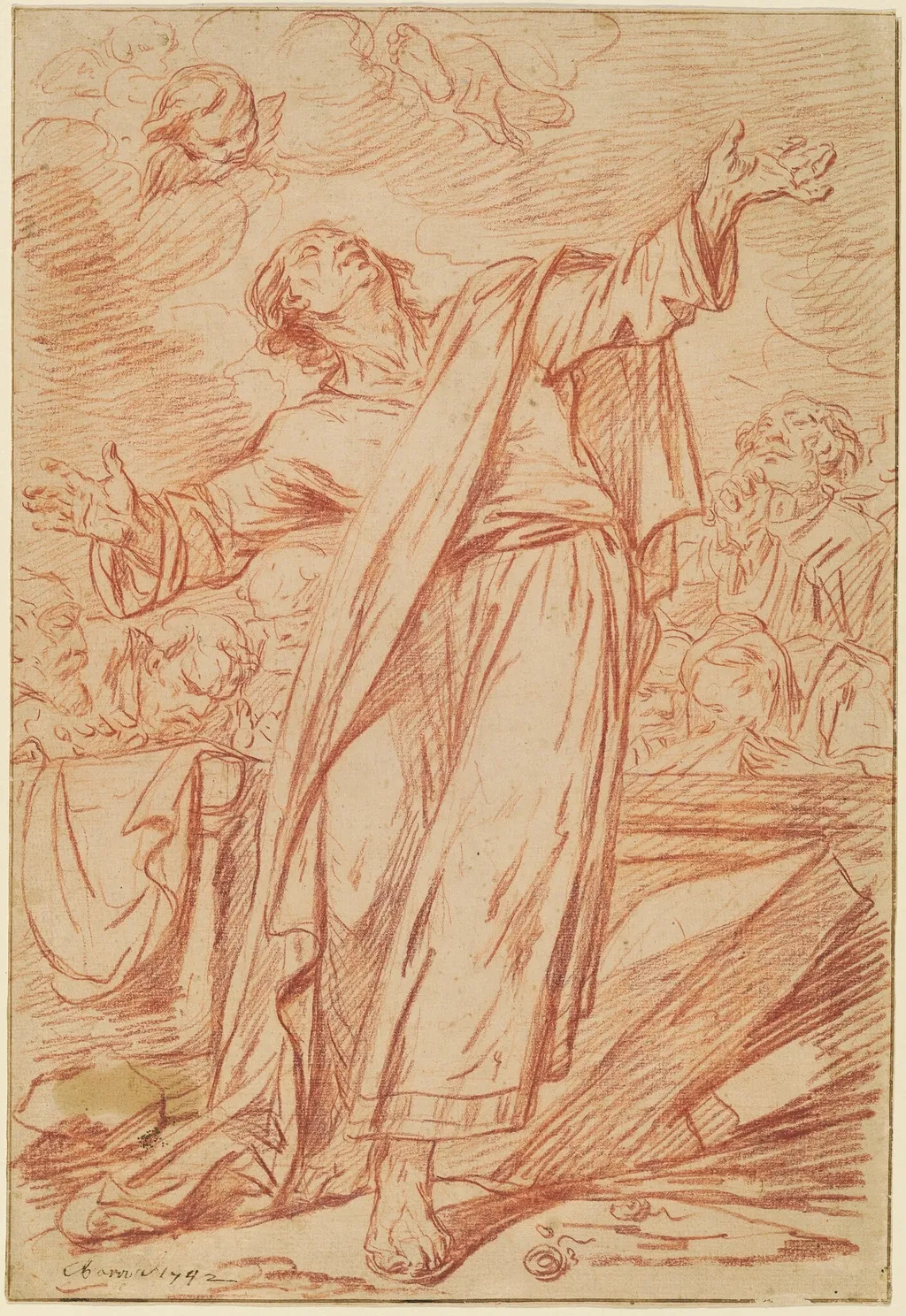 The Assumption of the Virgin, by Charles Parrocel, chalk, 1742