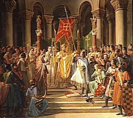 Philippe Auguste prend l'oriflamme à Saint-Denis, 24 juin 1190, detail