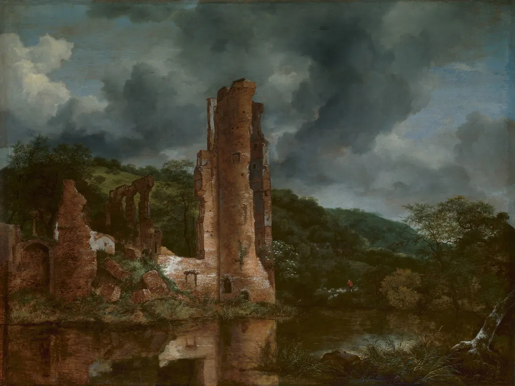 Landscape with the Ruins of the Castle of Egmond, by Jacob van Ruisdael, oil, 1655