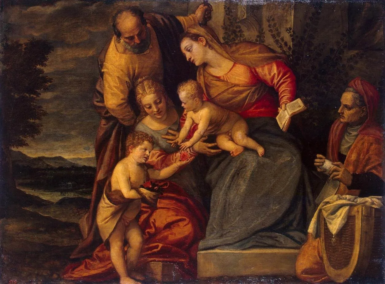 Holy Family with Sts Catherine, Anne and John, detail