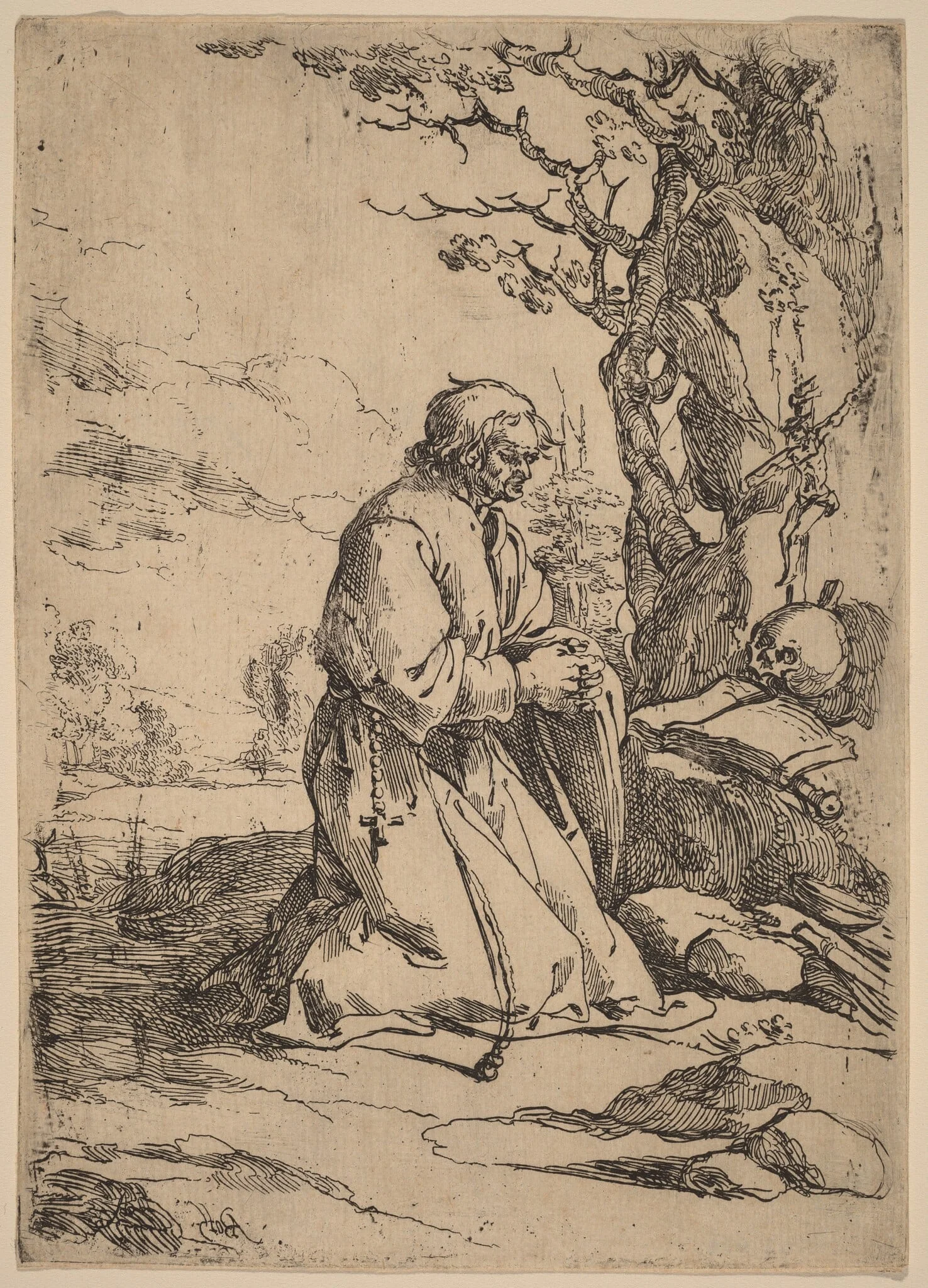 The Kneeling Hermit Facing Right, detail