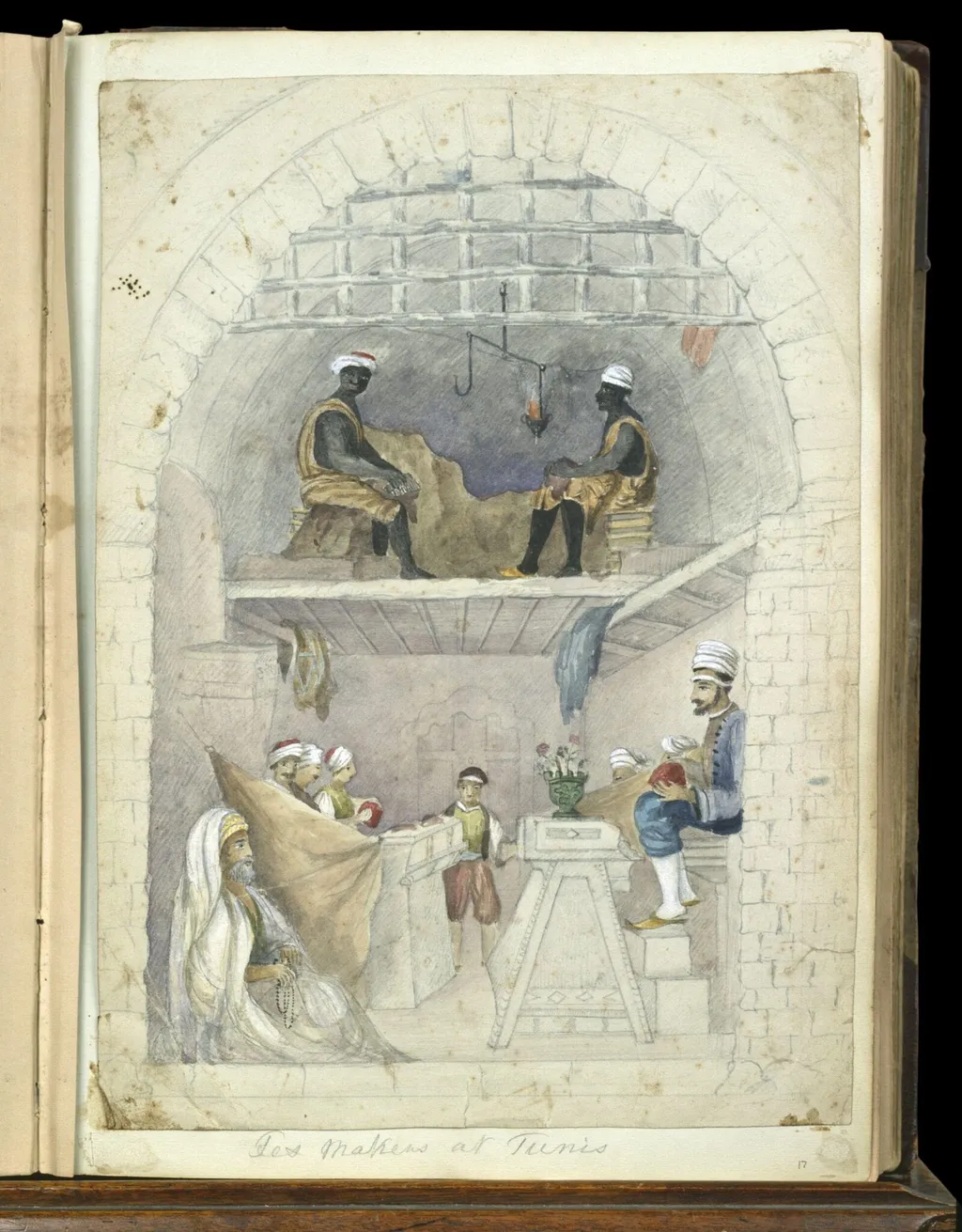 Fes [Fez] Makers at Tunis, by Charlotte Inglefield, watercolor, 1856