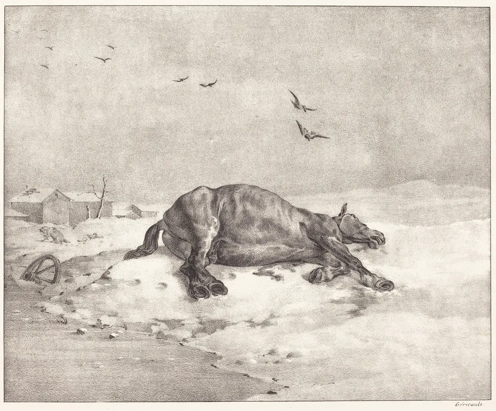 Dead Horse, by Théodore Géricault, ink, 1823