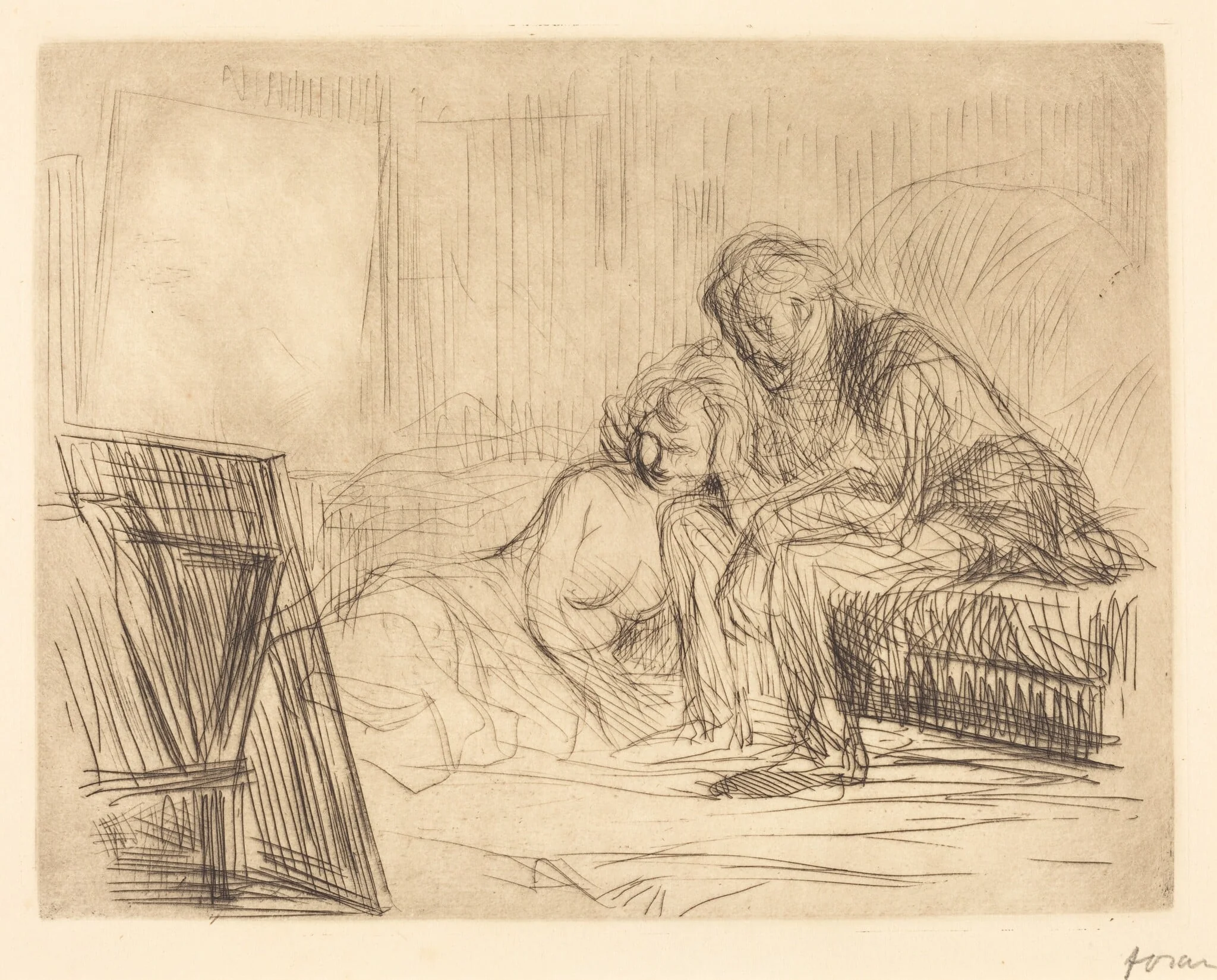Le repos du modèle (1ère planche) (The Model's Rest) (first plate), detail