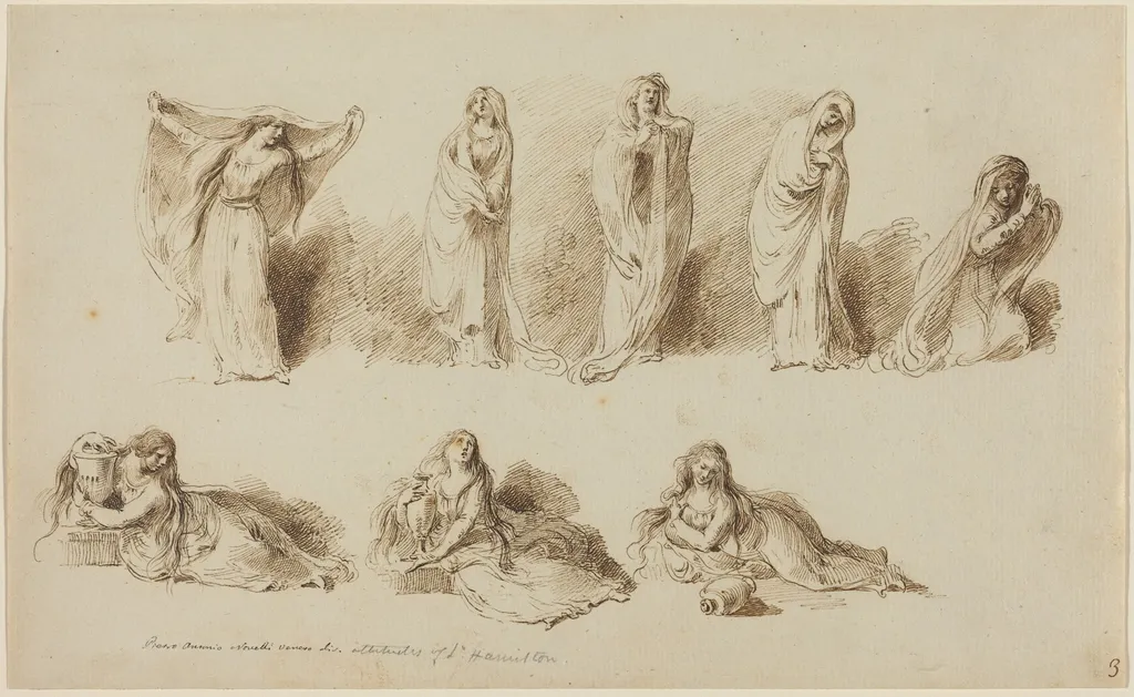 The Attitudes of Lady Hamilton, by Pietro Antonio Novelli, ink