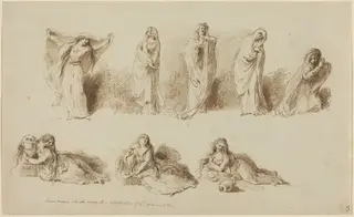 The Attitudes of Lady Hamilton, by Pietro Antonio Novelli, ink