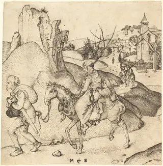 Peasant Family Going to Market, by Martin Schongauer, ink, 1472